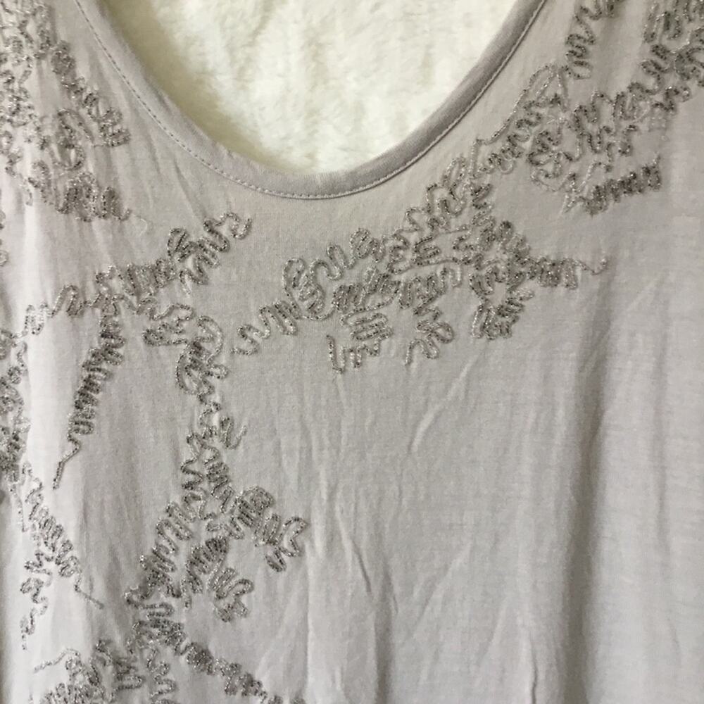 Club Monaco Light Gray Asymmetrical Sequined Top - Picture 3 of 14